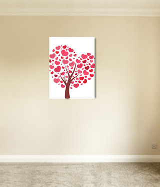 Red Heart on Brown Tree Wall Canvas