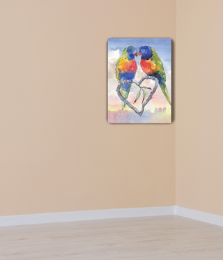 Kissing Birds Abstract Canvas