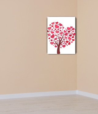 Red Heart on Brown Tree Wall Canvas