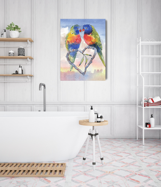 Kissing Birds Abstract Canvas