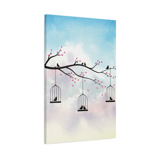 Hanging Bird House On Tree Branch Wall Art