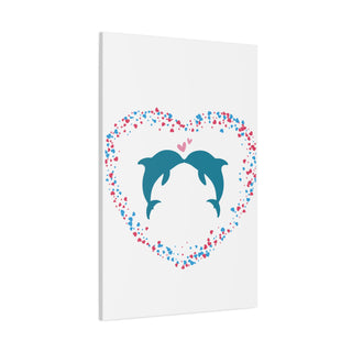 Two Kissing Dolphins Wall Canvas