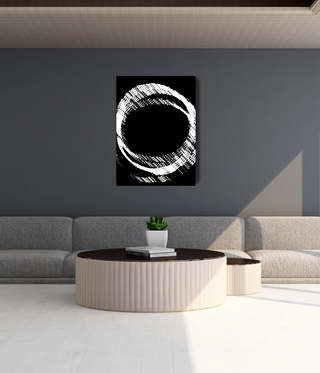 Abstract Circle Black & White Wall Canvas