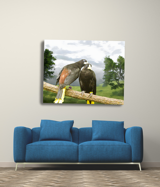 Bird Kissing Abstract Wall Art