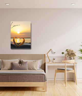 Love Heart Sunset Wall Canvas