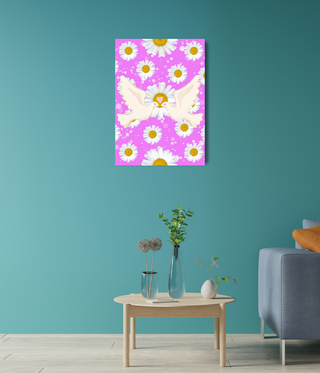 Two Love Birds Over Flower Wall Art