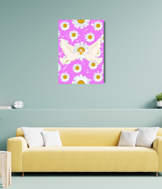 Two Love Birds Over Flower Wall Art