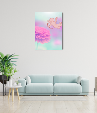 Angle With Bow & Arrow Over Flower Wall Art