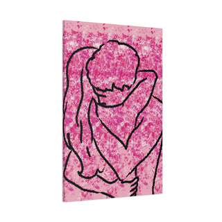 Couple Hugging Over Flowers Wall Art