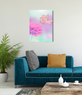 Angle With Bow & Arrow Over Flower Wall Art