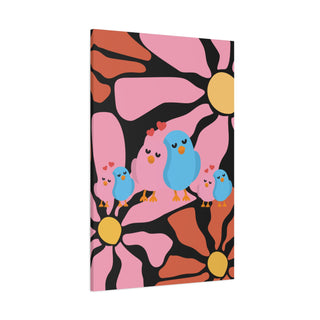 Three Love Birds Flower Wall Art