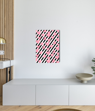 Multiple Pink Hearts Over Stripe Wall Art