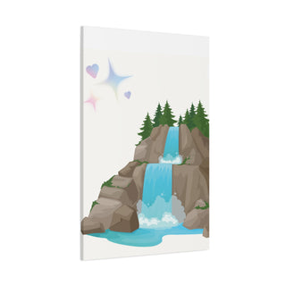 Abstract Blue Water Fall Mountain Canvas