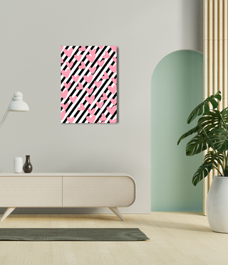 Multiple Pink Hearts Over Stripe Wall Art