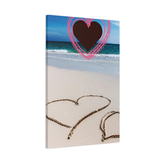 Heart Carved in Sand Beach Wall Canvas