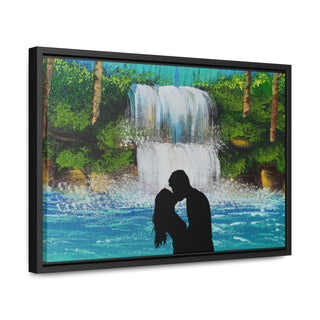 Kissing Couple Over Waterfall Wall Art