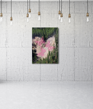 Three Pink Hearts In Between Mountain Wall Art