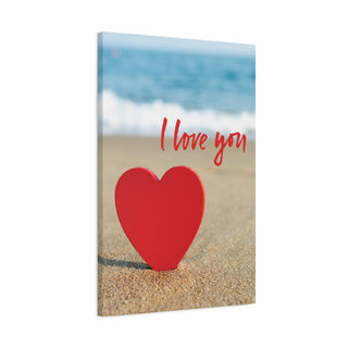 I Love You Heart On Beach Canvas