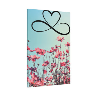 Heart Icon Over Blooming Flowers Wall Art