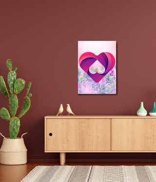 Middle Heart Over Flowers Wall Art