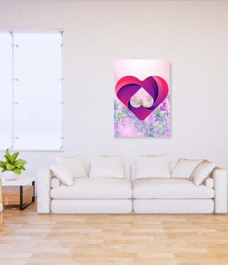 Middle Heart Over Flowers Wall Art