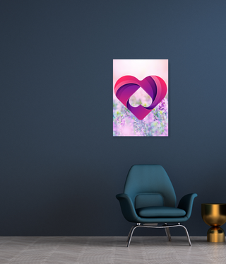 Middle Heart Over Flowers Wall Art