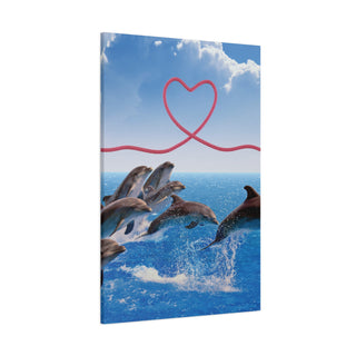 Family Dolphins Leaping Wall Canvas