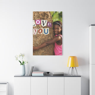 Child Hugging Tree Nature Love You Wall Canvas