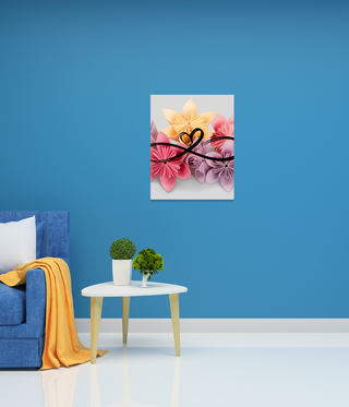 Colorful Blooming Heart Flowers Wall Art