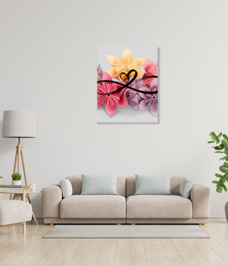 Colorful Blooming Heart Flowers Wall Art