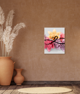 Colorful Blooming Heart Flowers Wall Art