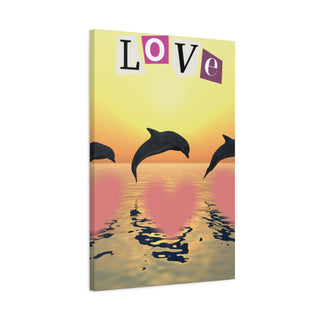 Three Love Jumping Dolphins Wall Art