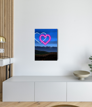 Two Hearts Above Mountain Canvas