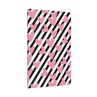 Multiple Pink Hearts Over Stripe Wall Art