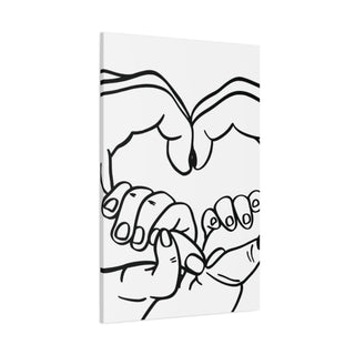 Heart Shape Hands Black & White Wall Canvas