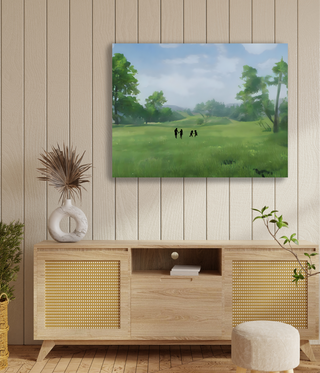 Family Walking in a Loving Tree-Filled Forest Wall Art