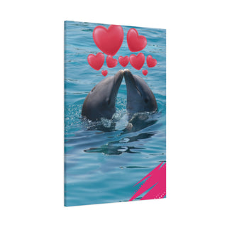 Two Dolphins Kissing Love Canvas