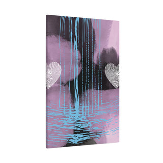 Purple Abstract 2 Hearts Waterfall Canvas