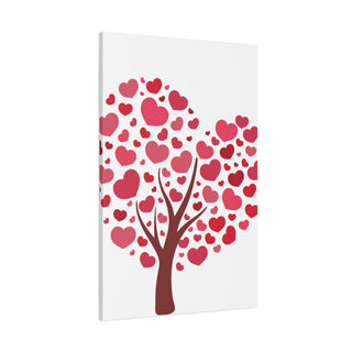 Red Heart on Brown Tree Wall Canvas