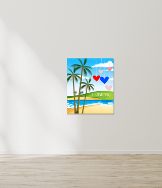 Abstract Floating Hearts Above Beach Wall Art