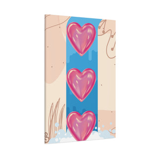 Three Pink Heart Abstract Wall Canvas