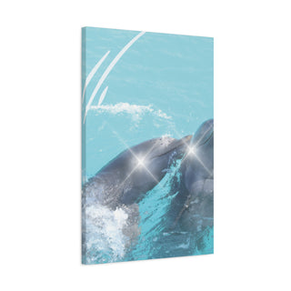 Two Dolphins Kissing Wall Canvas