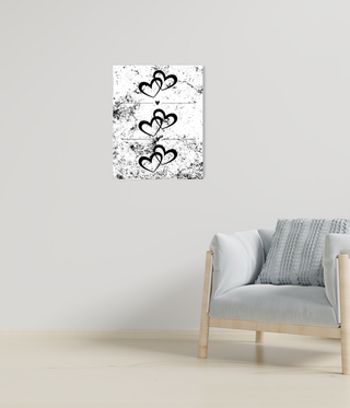 Six Black Vertical Heart Wall Canvas