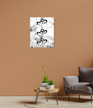 Six Black Vertical Heart Wall Canvas