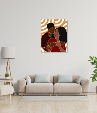 Afro Kissing Abstract Wall Art