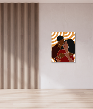 Afro Kissing Abstract Wall Art