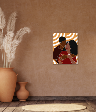 Afro Kissing Abstract Wall Art