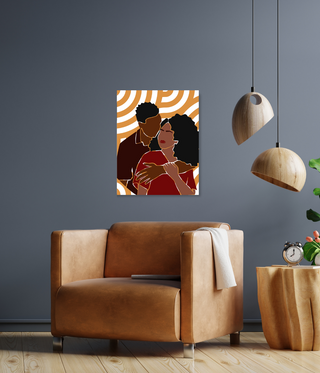 Afro Kissing Abstract Wall Art