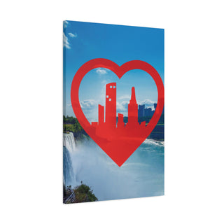 Red City Heart Waterfall Canvas