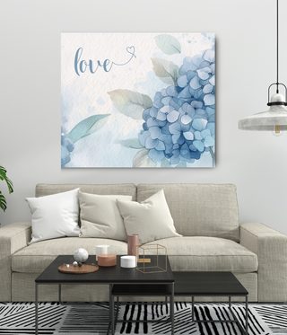 Blue Love Flower Abstract Wall Art